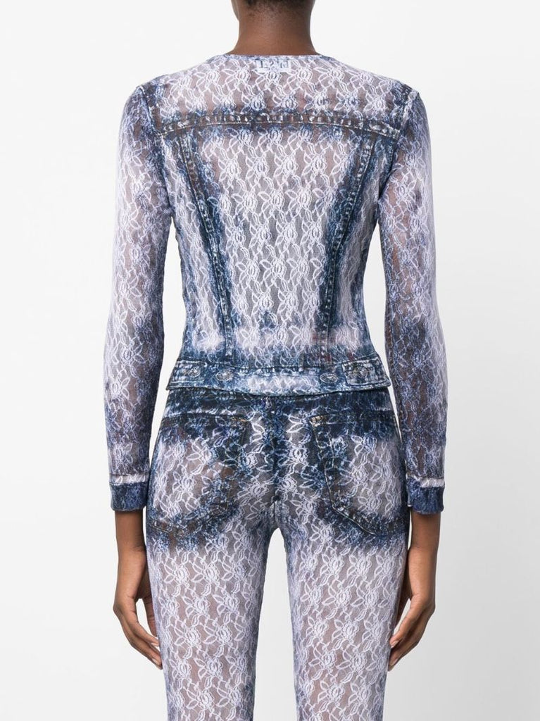 Blue Lace Mesh Top