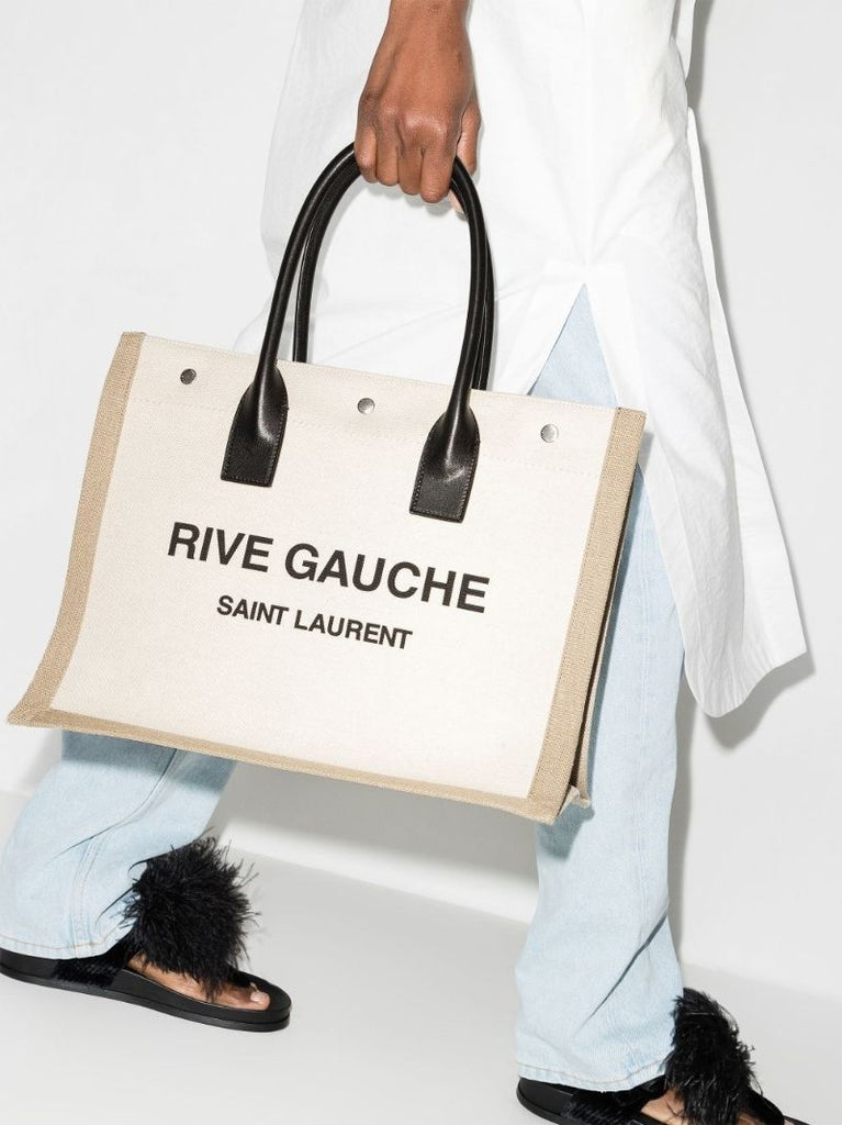 Neutral Rive Gauche Small Tote Bag