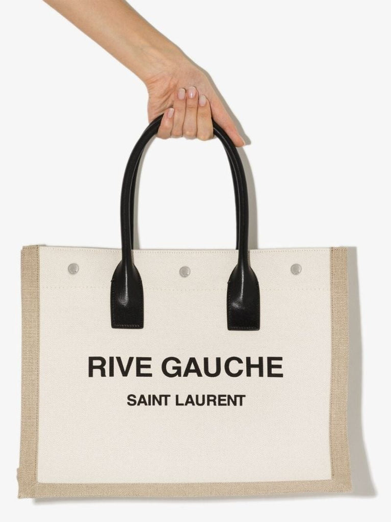 Neutral Rive Gauche Small Tote Bag