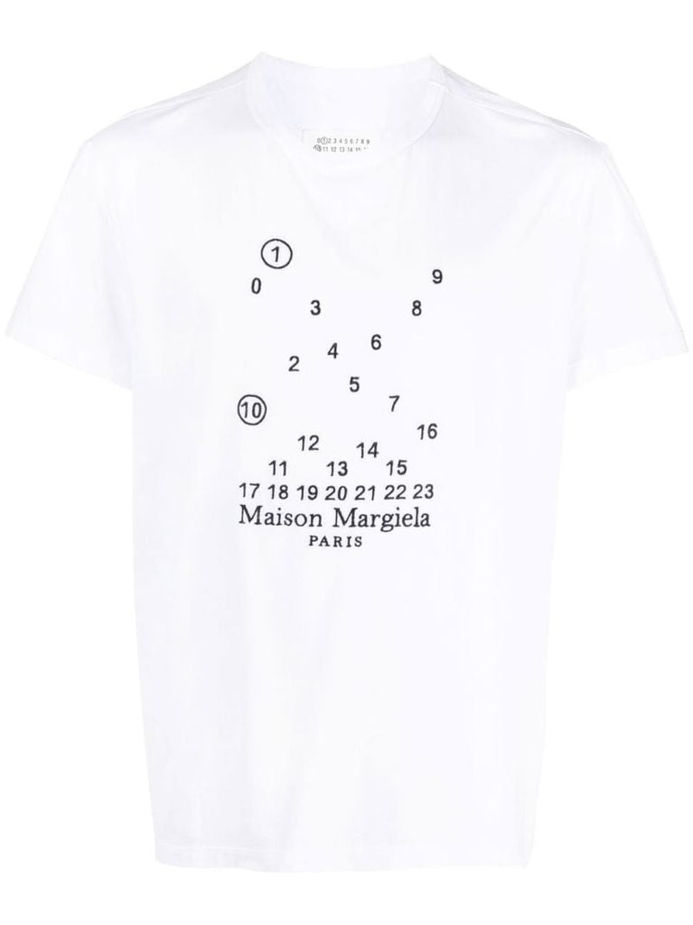 White Logo Print Cotton T-shirt