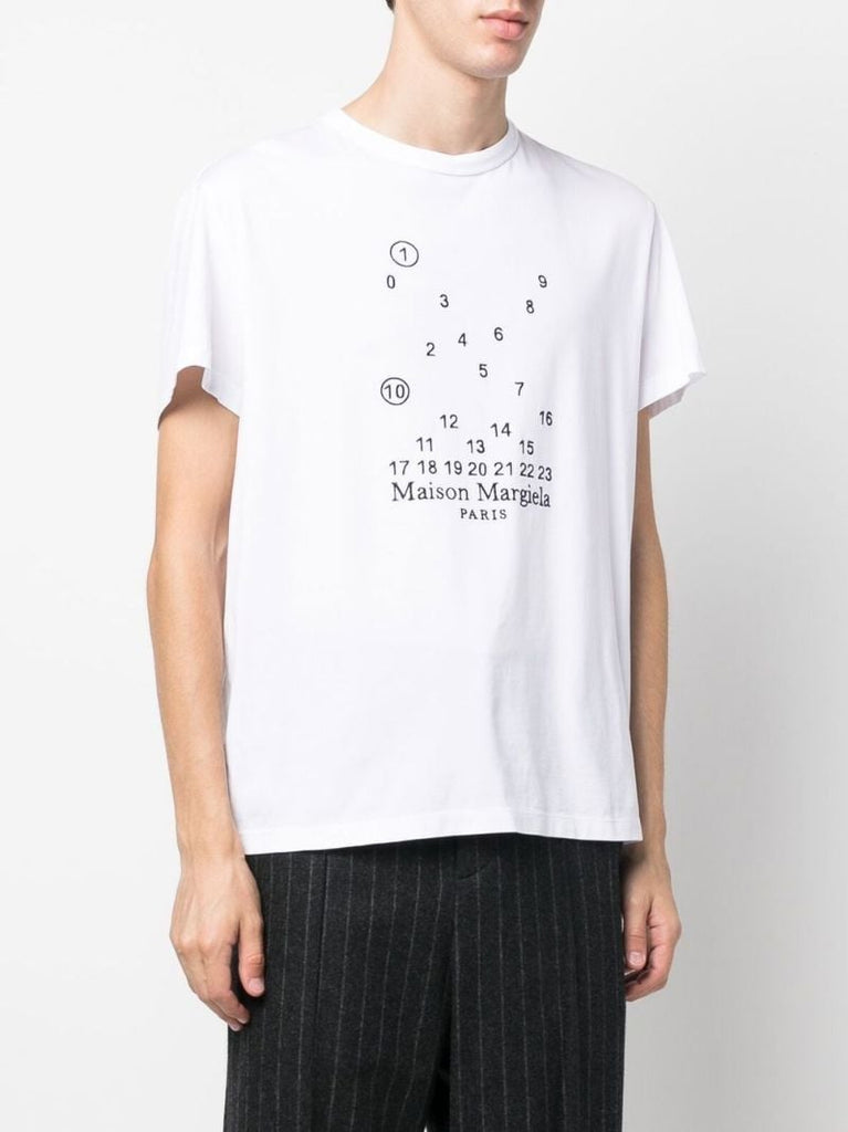 White Logo Print Cotton T-shirt