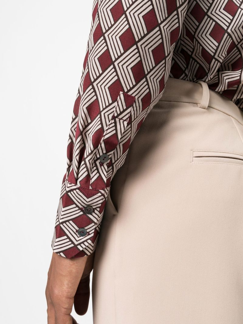 Red Geometric Print Silk Shirt