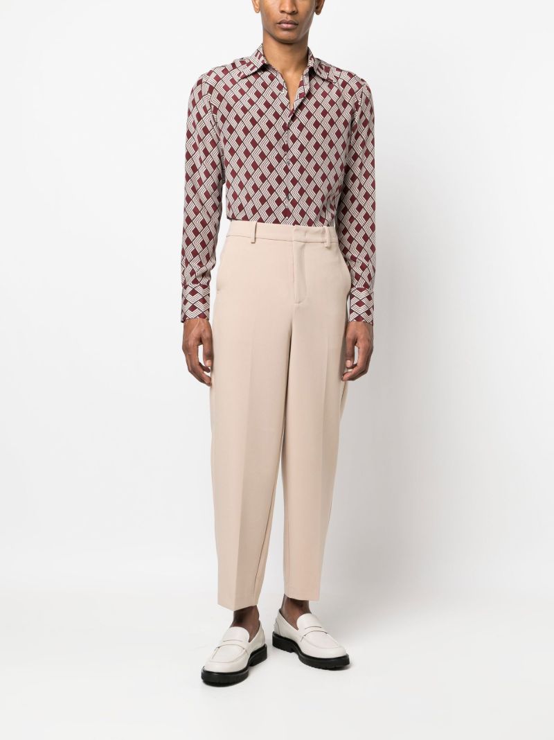 Red Geometric Print Silk Shirt