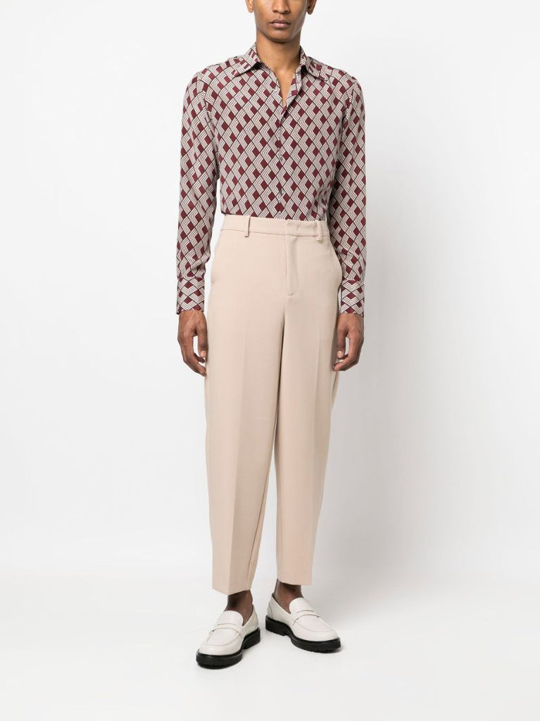 Red Geometric Print Silk Shirt