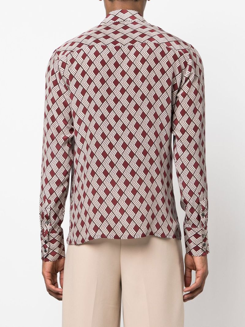 Red Geometric Print Silk Shirt