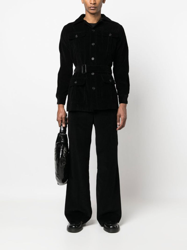 Black Corduroy Safari Belted Jacket
