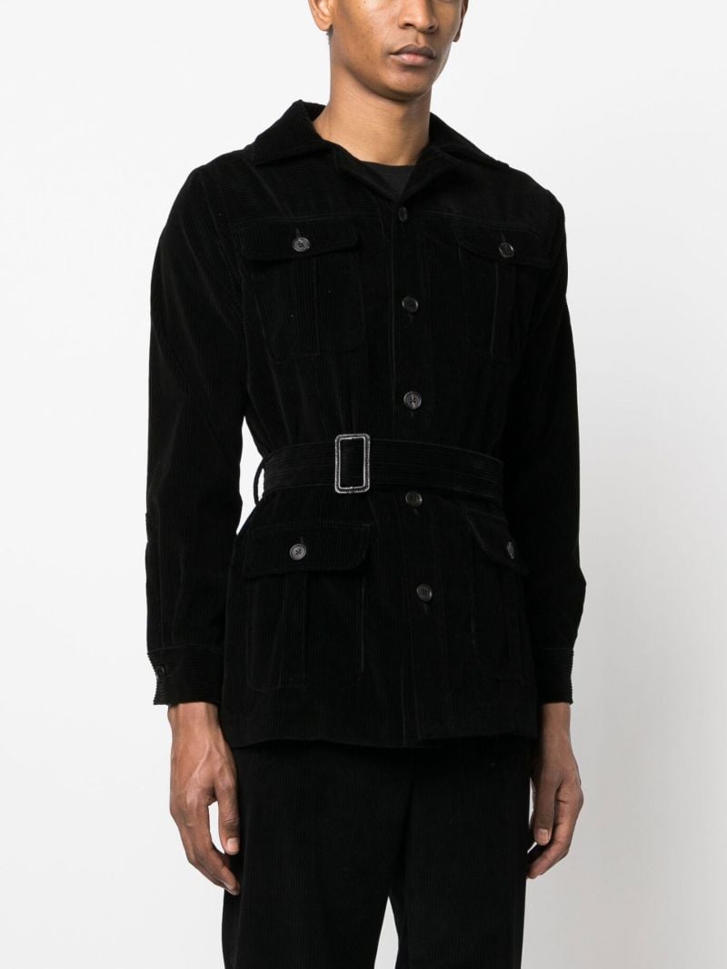 Black Corduroy Safari Belted Jacket