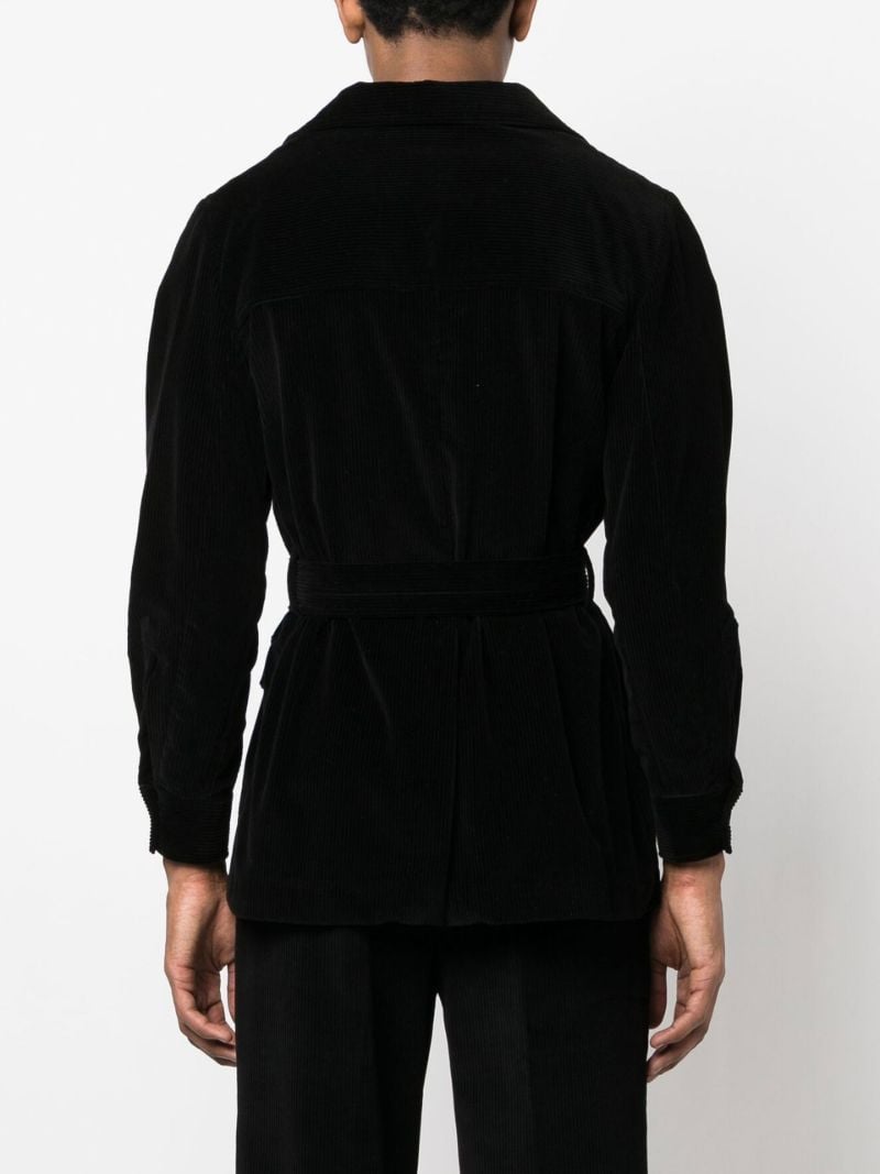 Black Corduroy Safari Belted Jacket