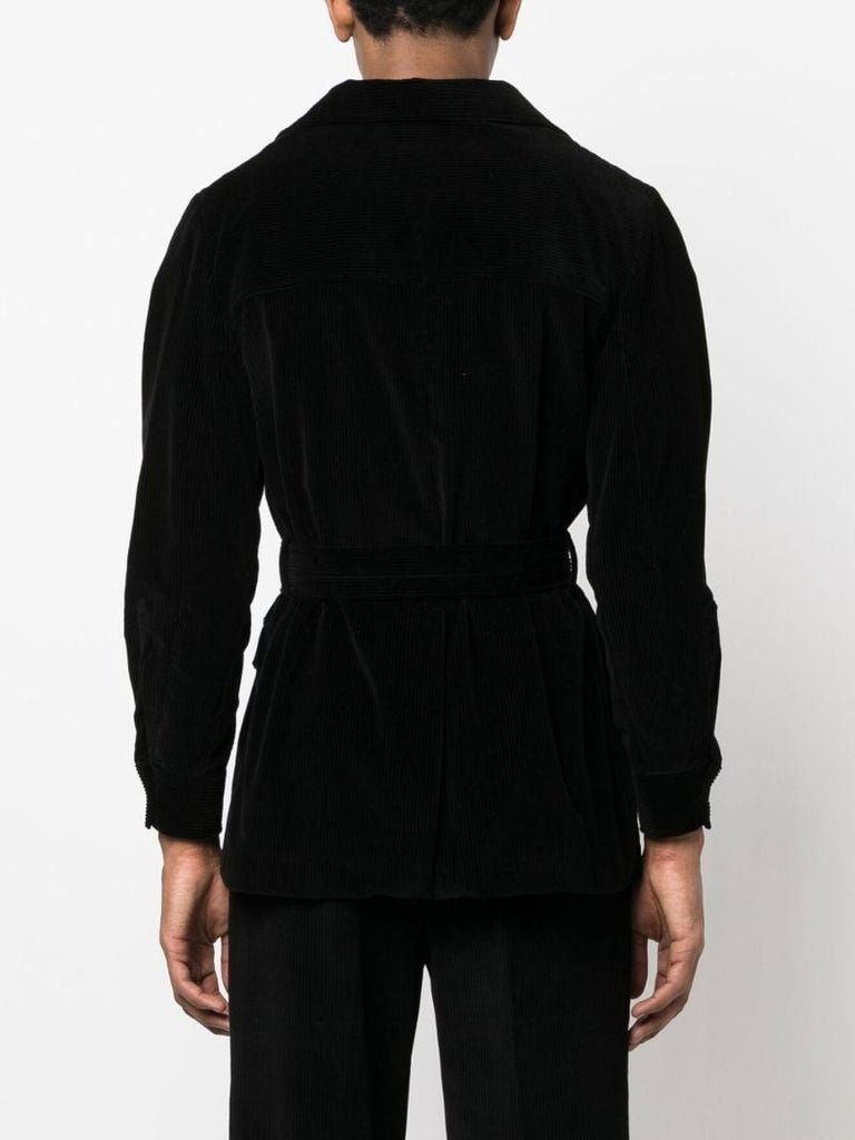 Black Corduroy Safari Belted Jacket