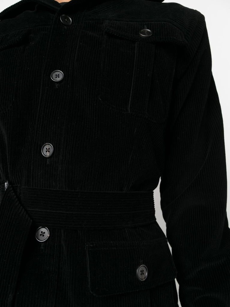 Black Corduroy Safari Belted Jacket