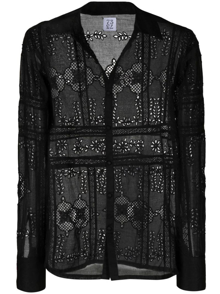 Black Broderie Anglaise Shirt