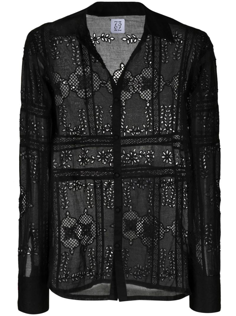 Black Broderie Anglaise Shirt