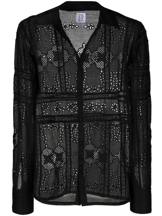 Black Broderie Anglaise Shirt