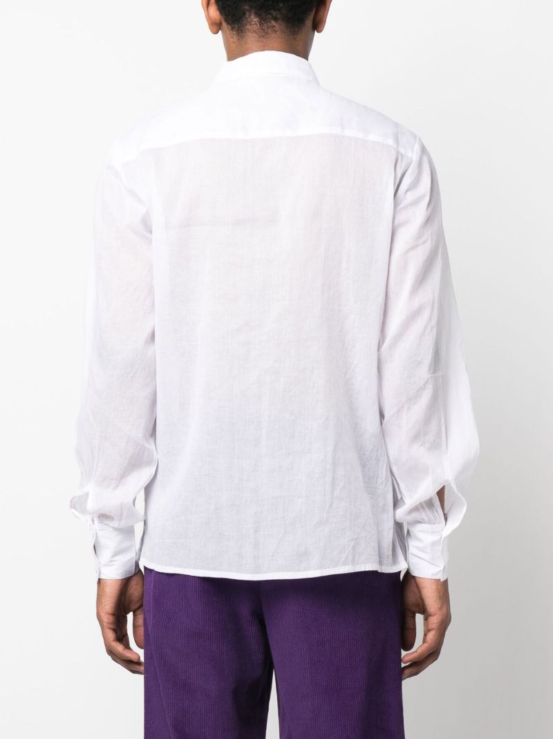 White Pleated Long Sleeve Shirt