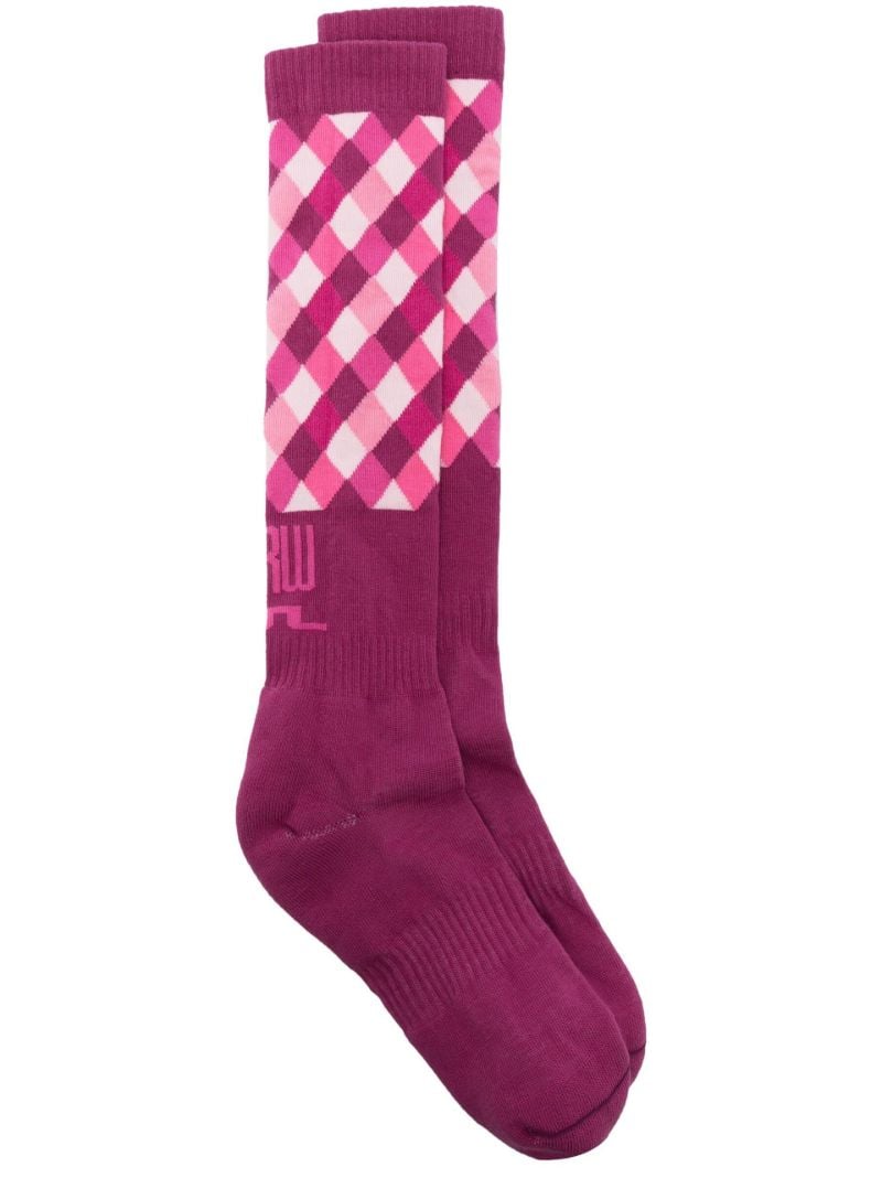 X Robbie Williams Pink Active Argyle Long Socks