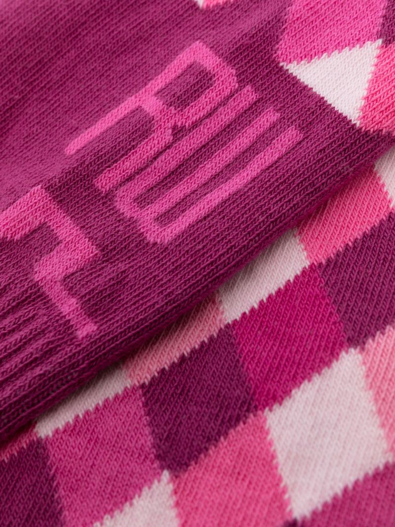 X Robbie Williams Pink Active Argyle Long Socks