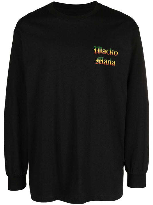 Black Logo Print Long Sleeved T-shirt