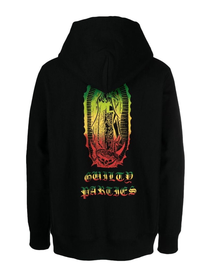 Black Logo Print Cotton Hoodie