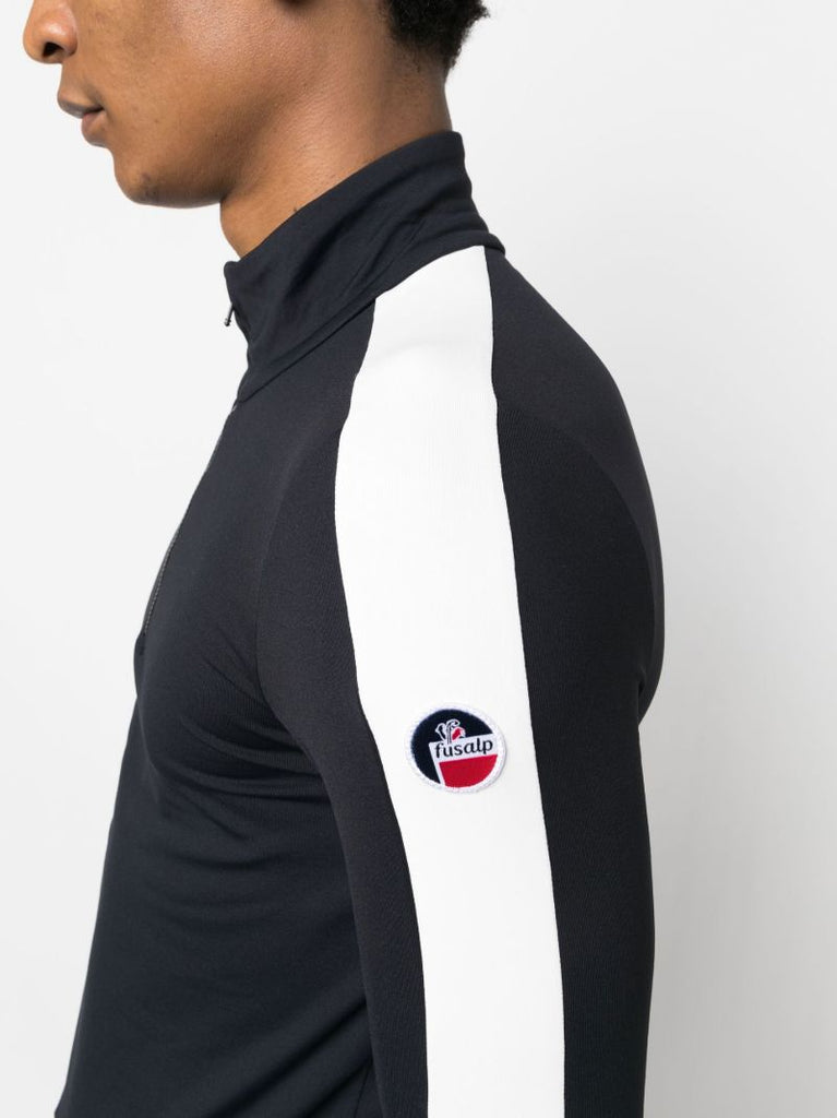 Black Alpille Ii Stripe Half-zip Ski Top