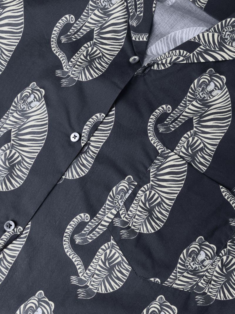 Black Sansindo Tiger Print Pyjamas