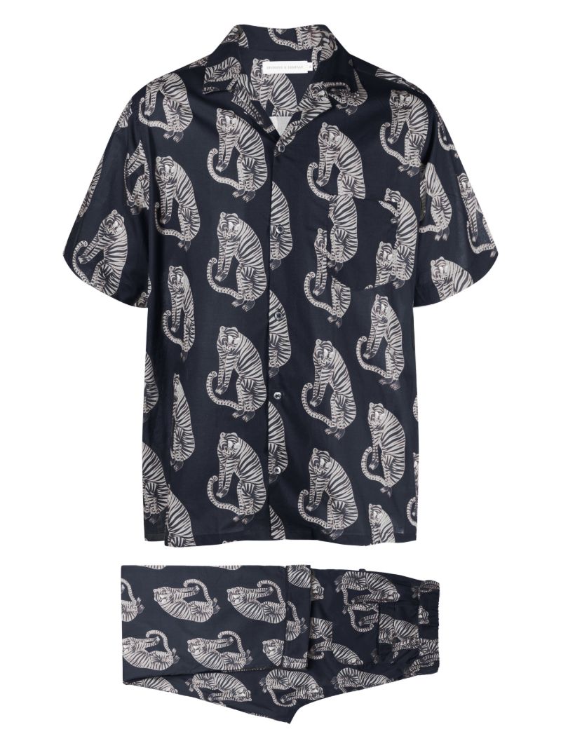 Black Sansindo Tiger Print Pyjamas