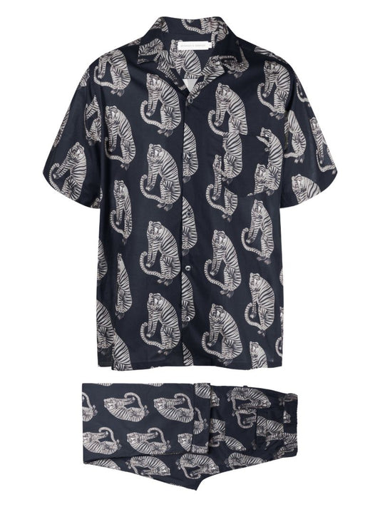 Black Sansindo Tiger Print Pyjamas