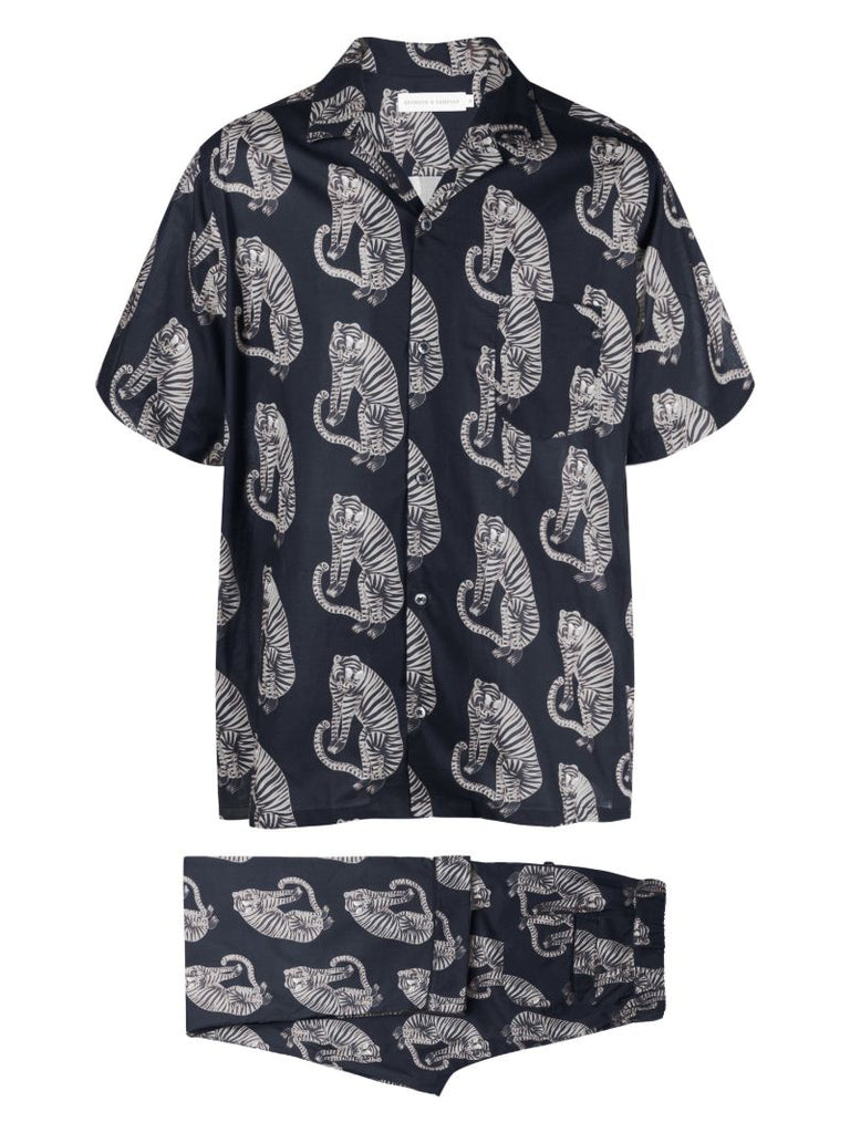 Black Sansindo Tiger Print Pyjamas