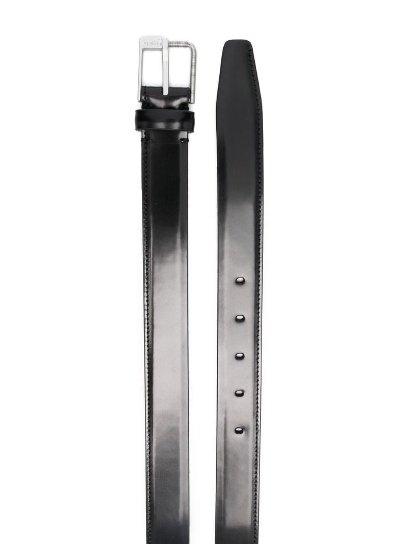 Black Logo Engraved Leather Belt