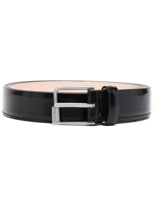 Black Logo Engraved Leather Belt