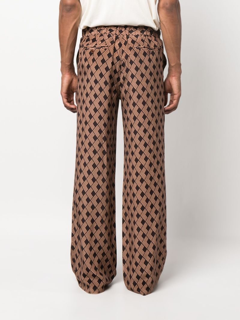Brown Geometric Print Wide Leg Trousers
