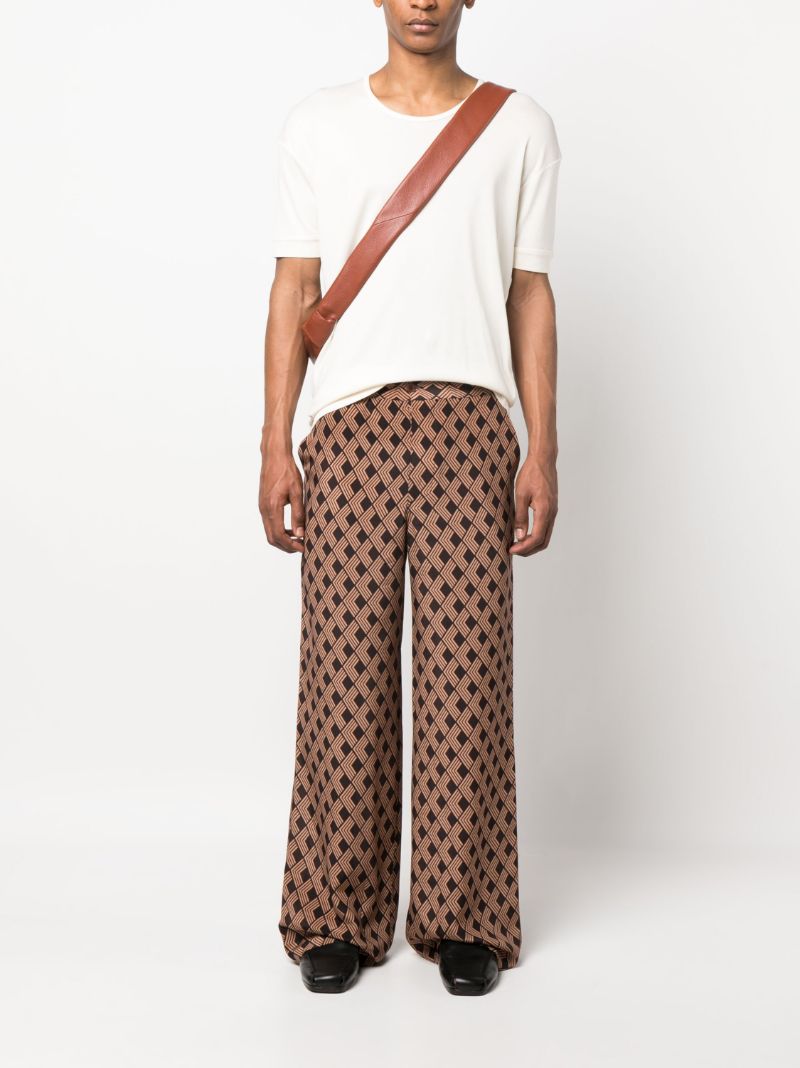 Brown Geometric Print Wide Leg Trousers