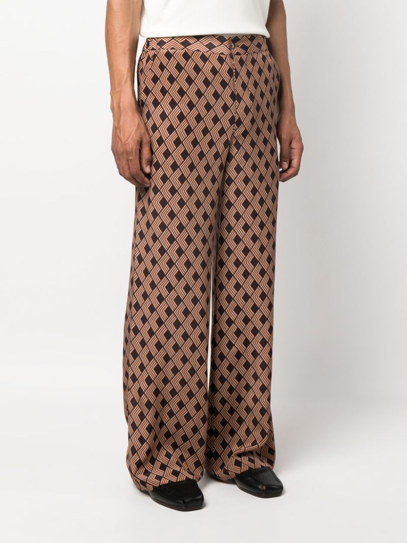 Brown Geometric Print Wide Leg Trousers
