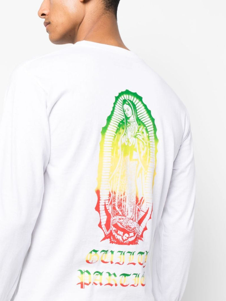 White Graphic Long-sleeve Cotton T-shirt