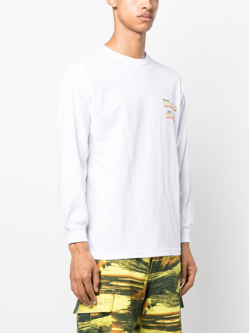 White Graphic Long-sleeve Cotton T-shirt