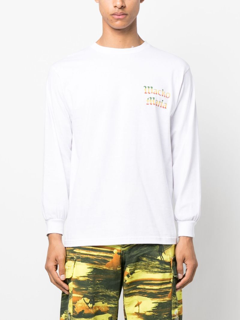 White Graphic Long-sleeve Cotton T-shirt