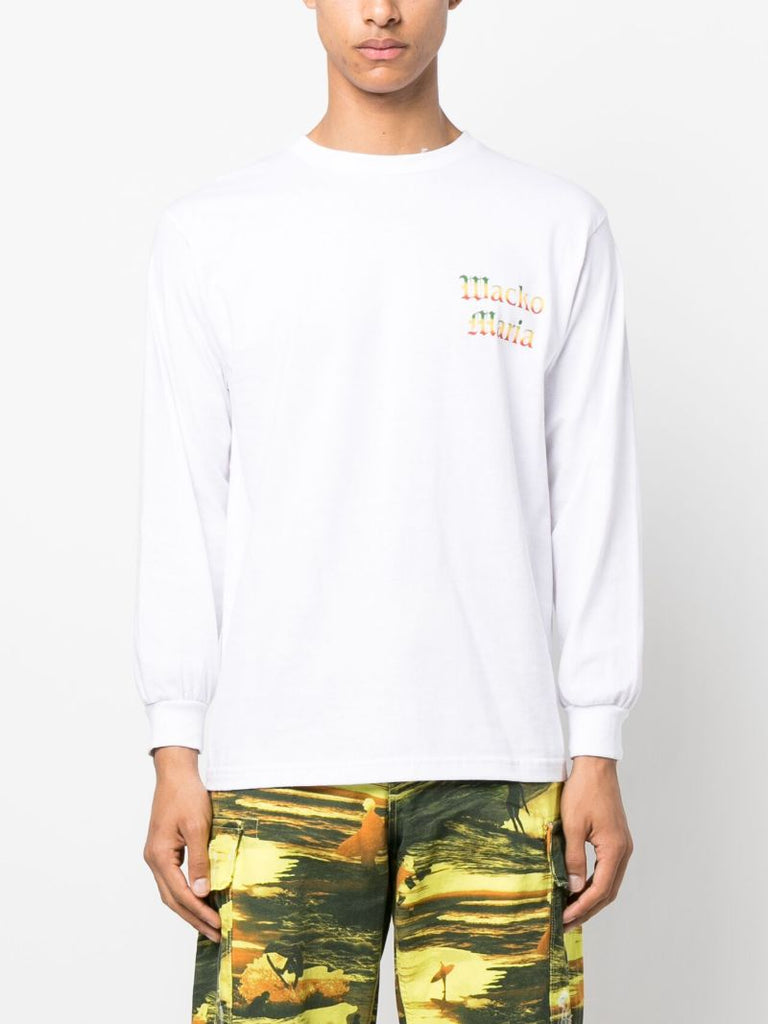 White Graphic Long-sleeve Cotton T-shirt