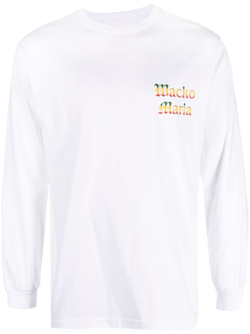 White Graphic Long-sleeve Cotton T-shirt