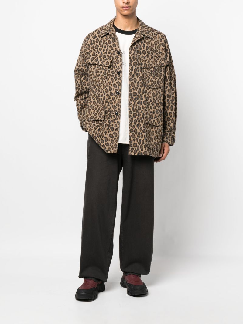 Neutral Leopard Fatigue Cotton Shirt Jacket