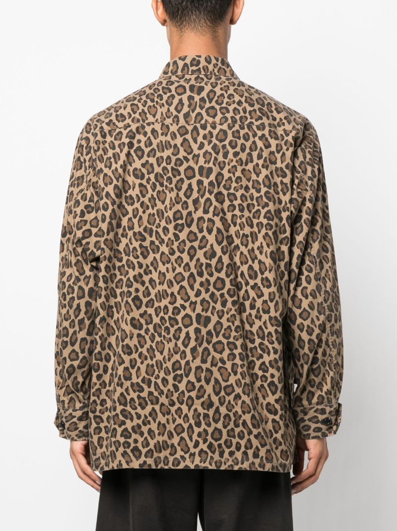 Neutral Leopard Fatigue Cotton Shirt Jacket