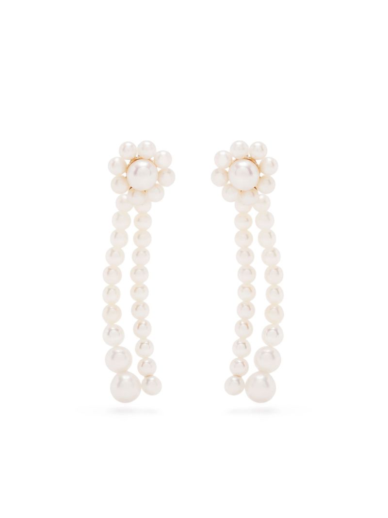 14k Yellow Gold Promenade De Fleur Pearl Drop Earrings