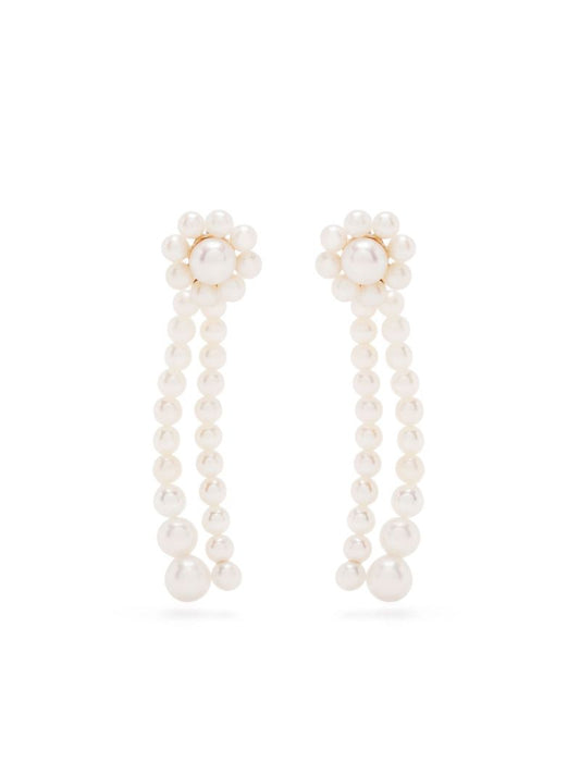 14k Yellow Gold Promenade De Fleur Pearl Drop Earrings