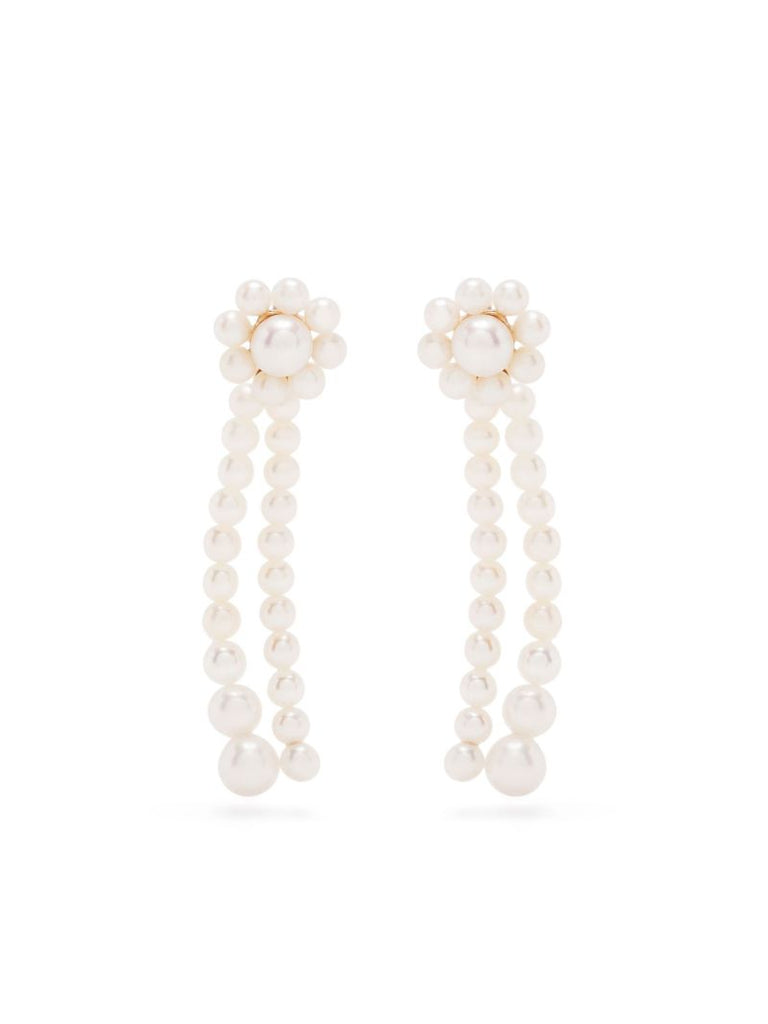 14k Yellow Gold Promenade De Fleur Pearl Drop Earrings