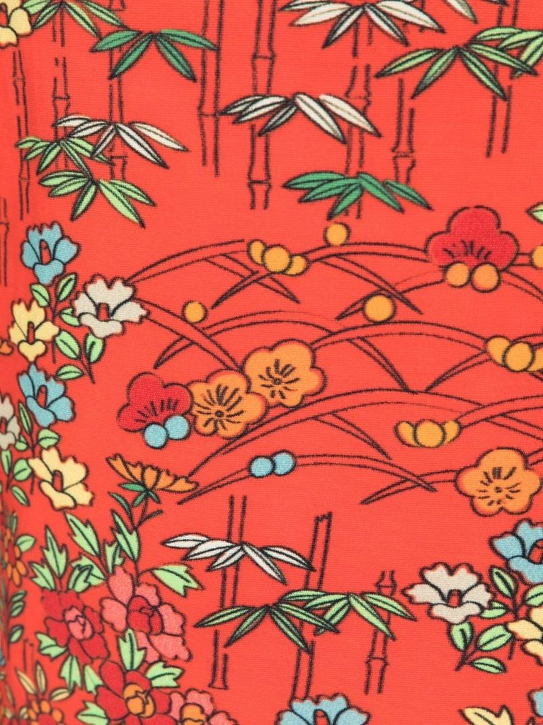 Red Floral Print Swim Shorts