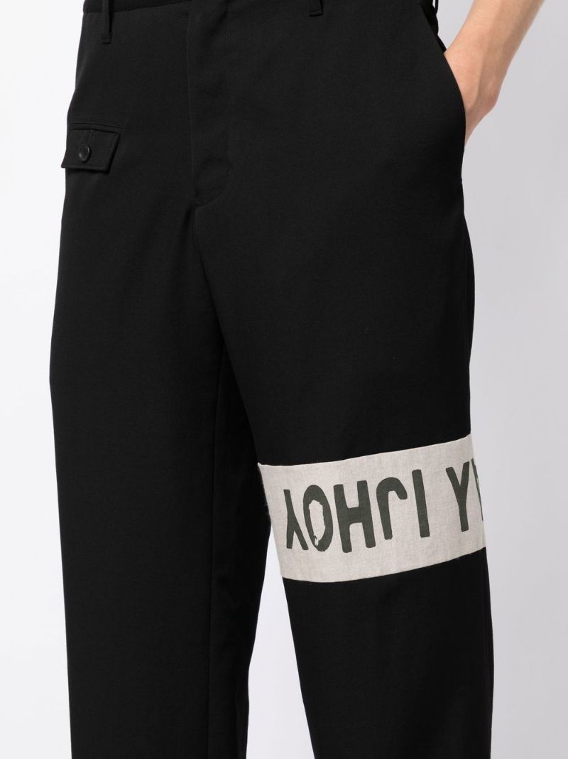 Black Logo Print Wool Trousers
