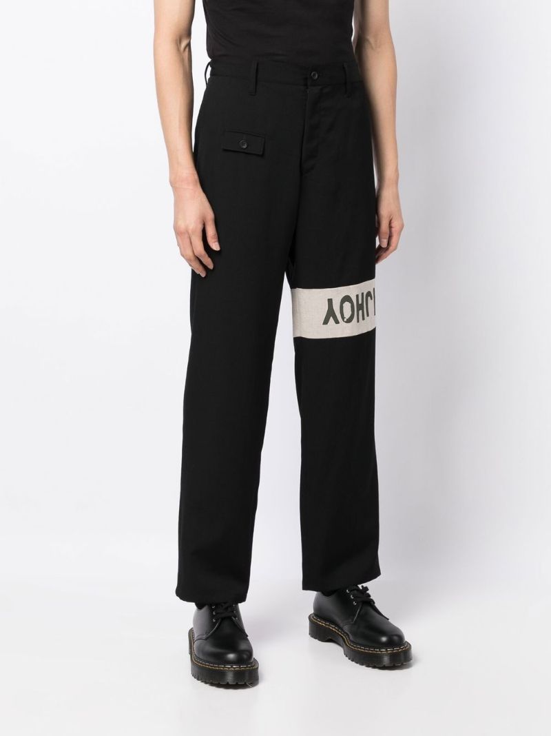 Black Logo Print Wool Trousers
