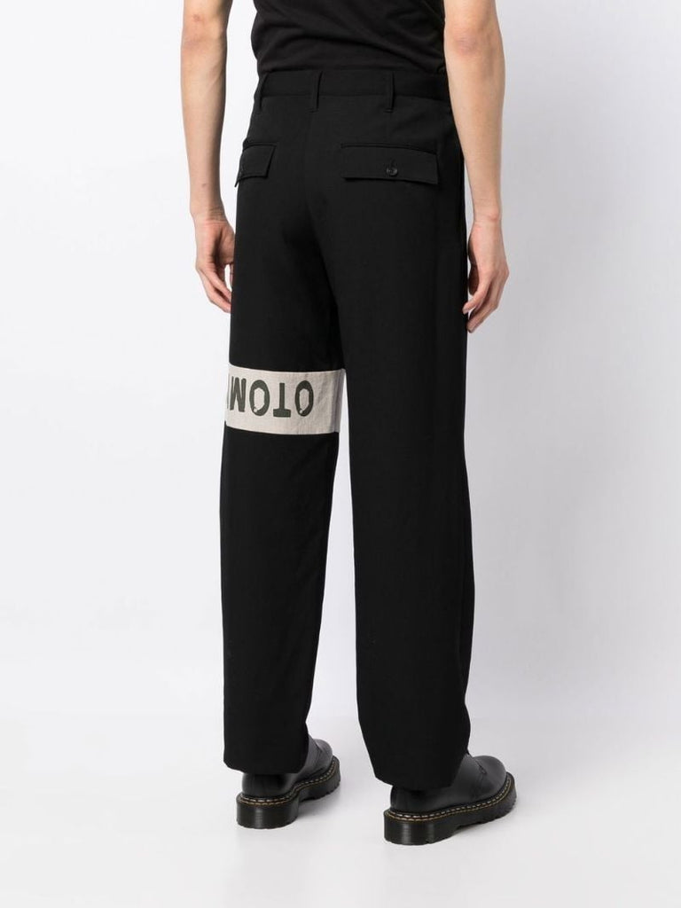 Black Logo Print Wool Trousers