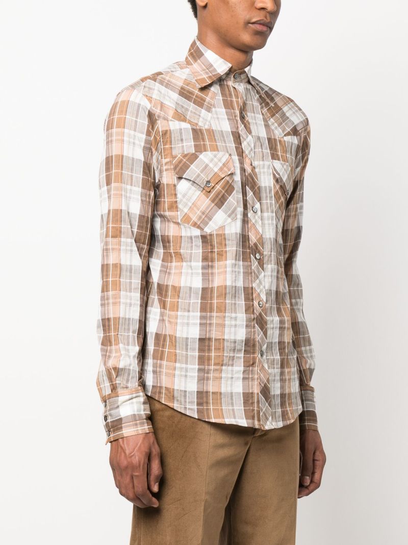 Neutral Cotton Plaid Shirt
