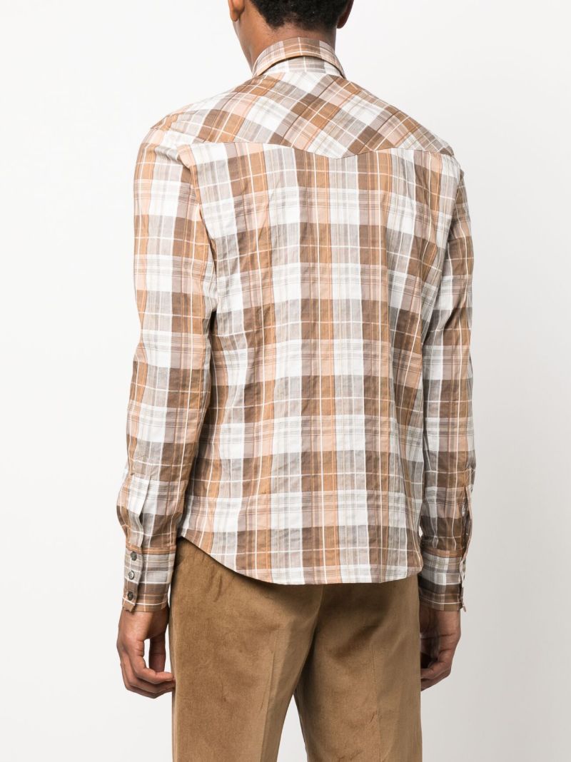 Neutral Cotton Plaid Shirt