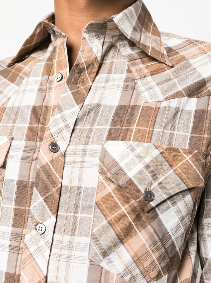 Neutral Cotton Plaid Shirt