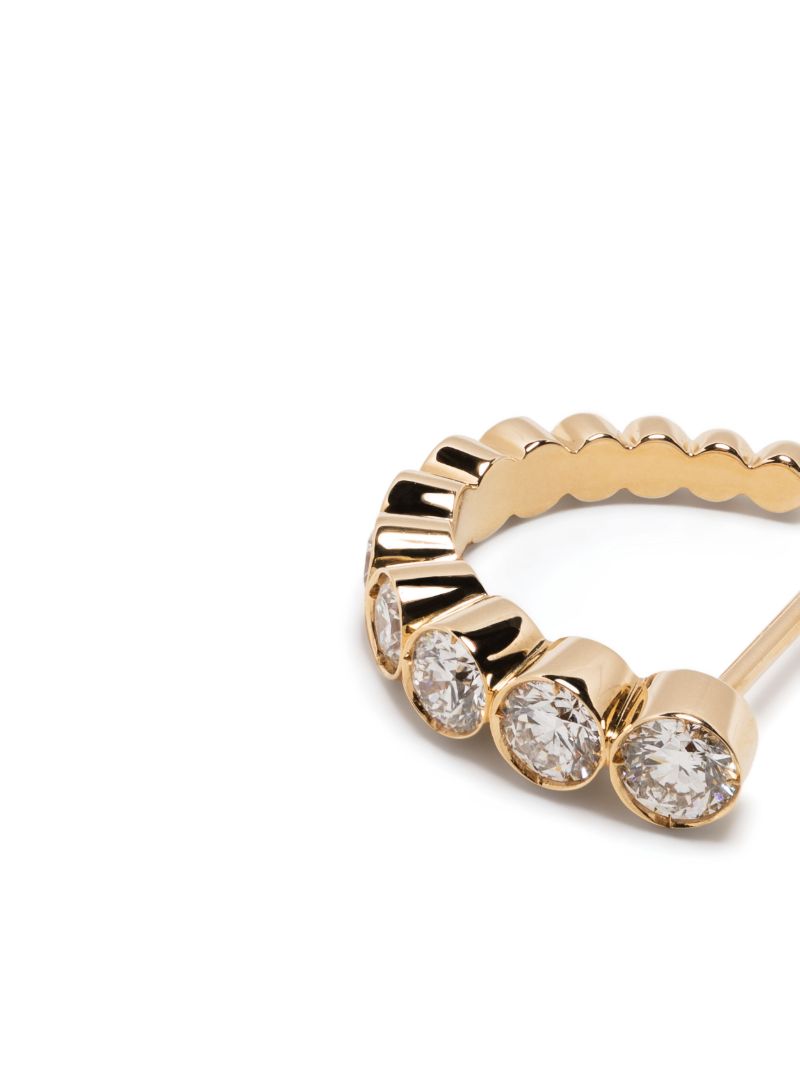18k Yellow Gold Boucle Diamond Single Hoop Earring